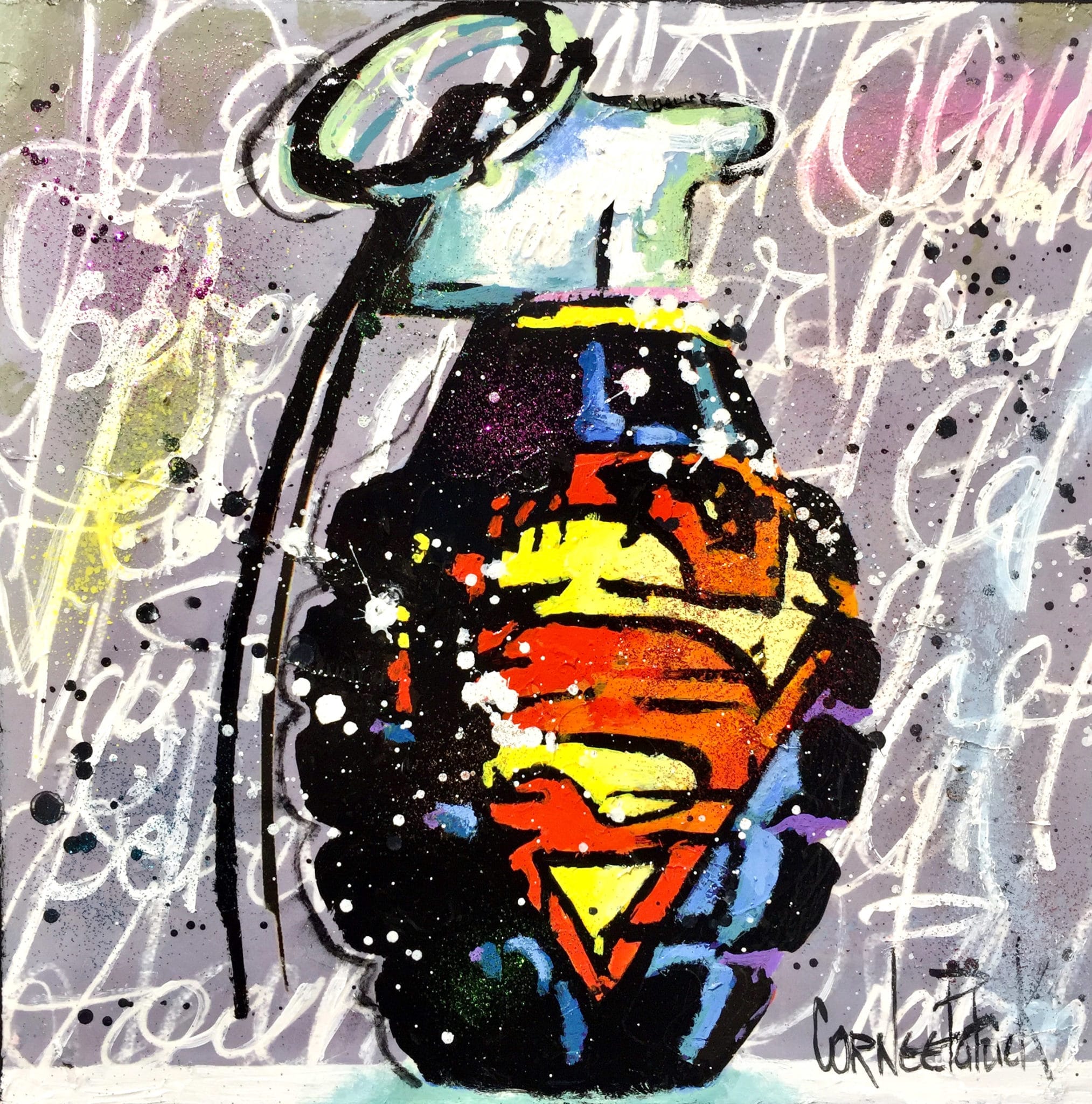 Grenade superman street art
