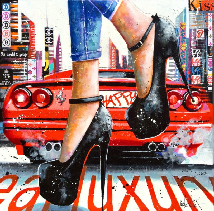 Tableau original pop art New York avec Ferrari et Louboutins