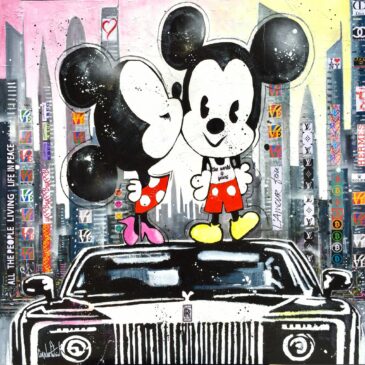 Tableau Pop art Mickey Minnie a New York 