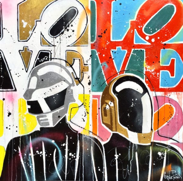 Tableau portrait pop art Daft Punk