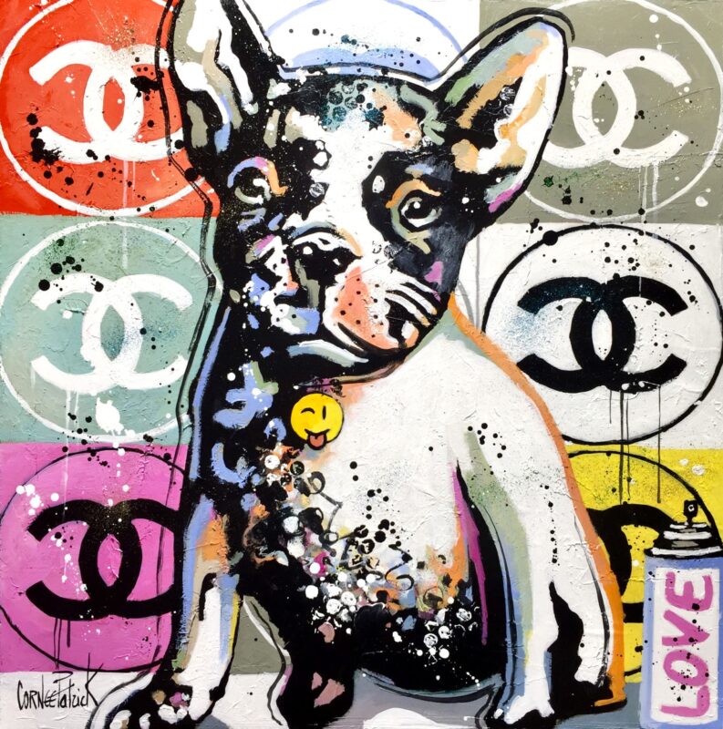 Tableau pop art bouledogue Français