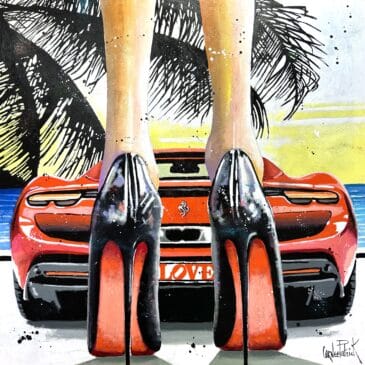 Tableau Ferrari et chaussures Louboutins.