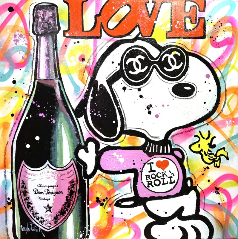 Tableau pop art Snoopy Champagne