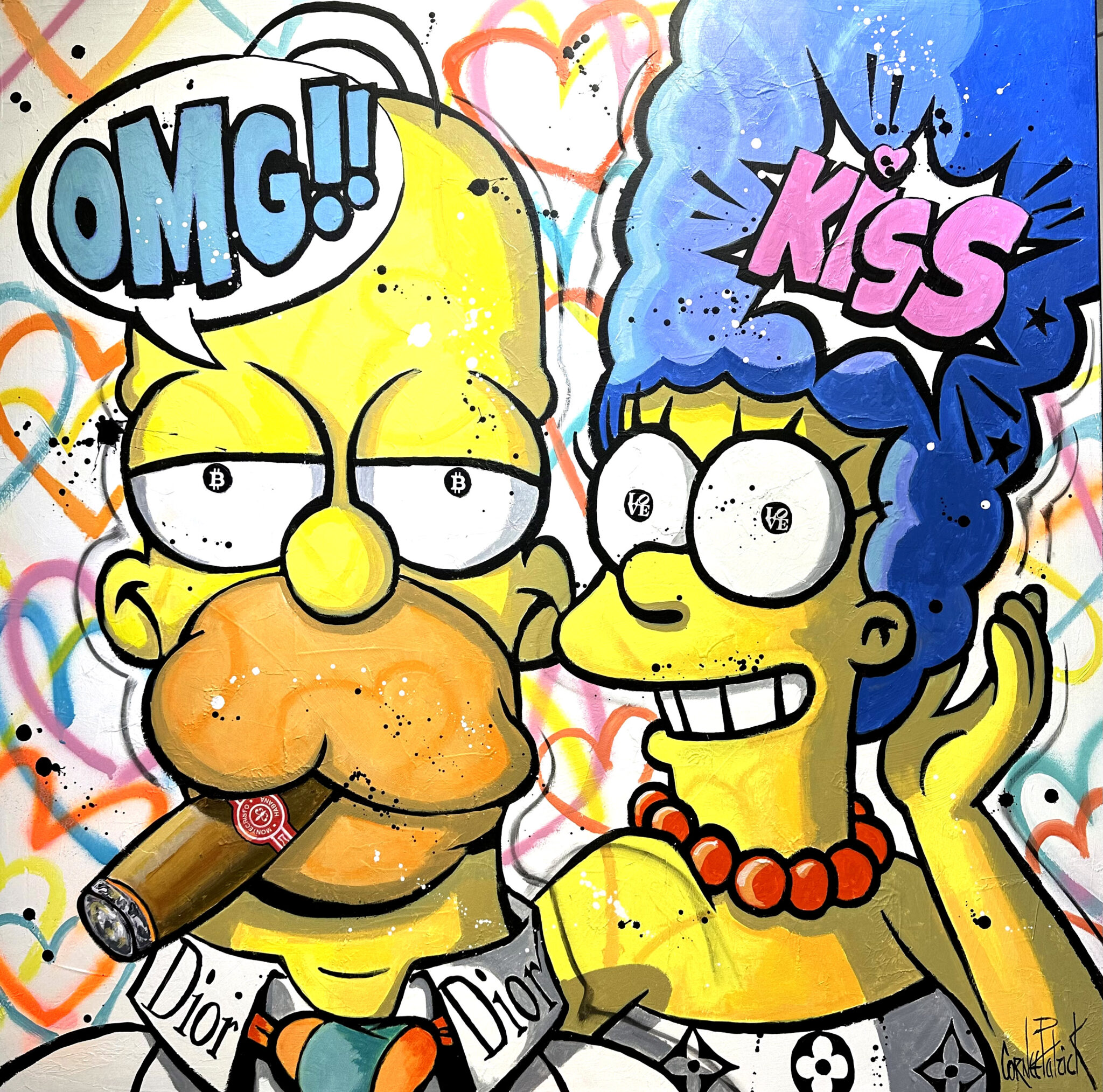 Tableau Pop art Homer et Marge Simpson