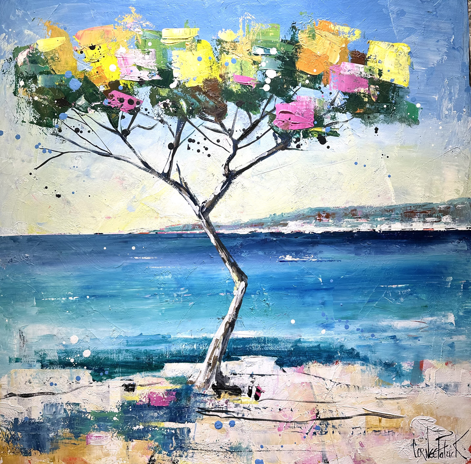 Peinture paysage bord de mer Méditerranée