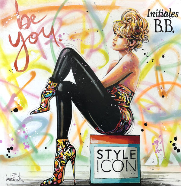 Peinture de style pop et street art de l'actrice Française emblématique Brigitte Bardot.