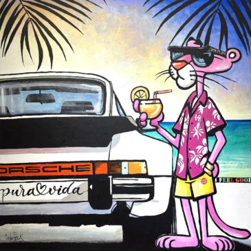 La Panthère rose en vacance avec sa Porsche