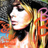 Tableau pop art contemporain représentant Brigitte Bardot au soleil sur la Côte d'Azur avec vue sur la mer